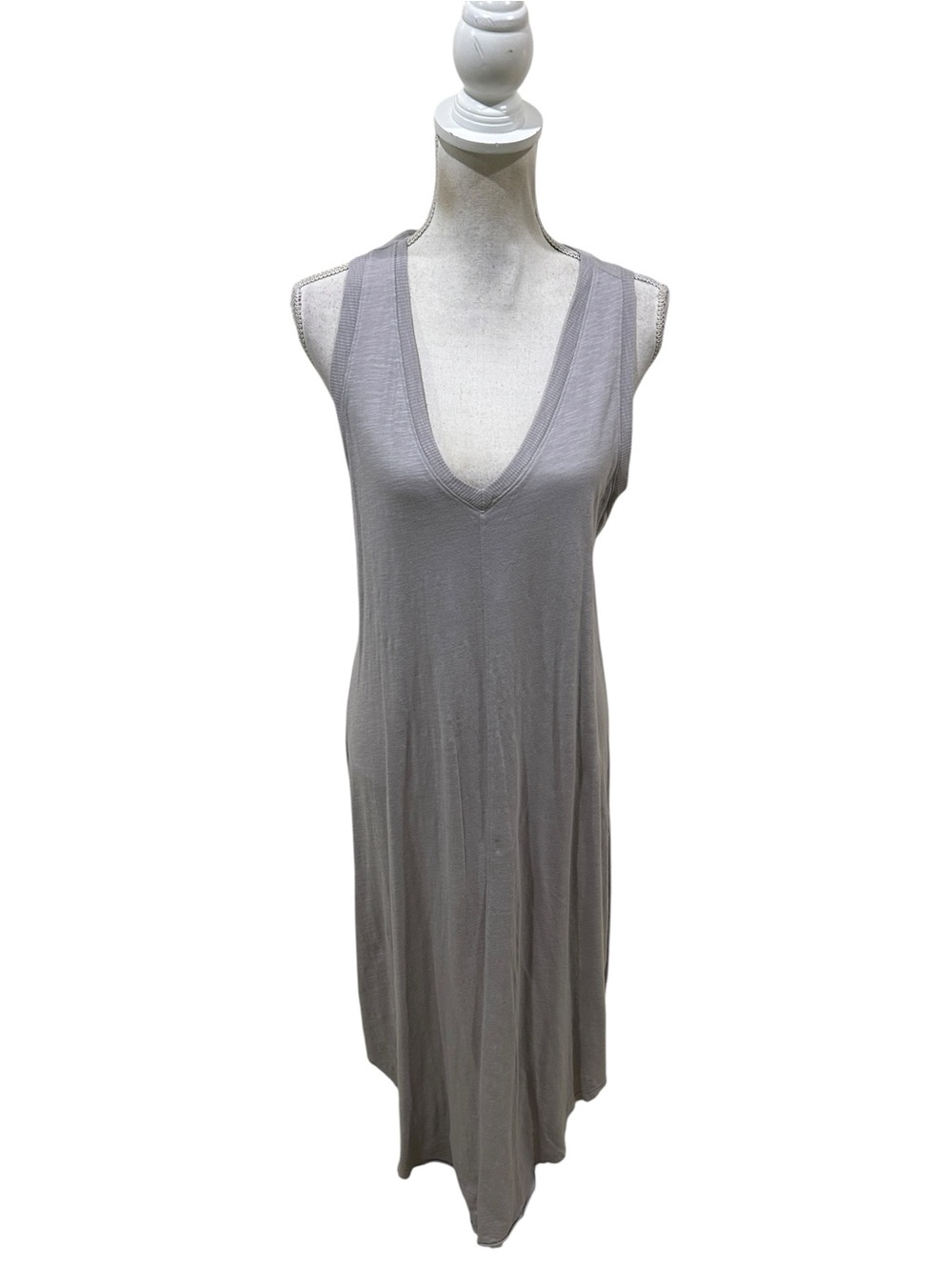 Ocean Drive Sleeveless V-Neck cotton slub maxi dress in Light Gray size medium